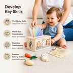 Joyreal 8 in 1 Montessori wooden cube sensory learning toy