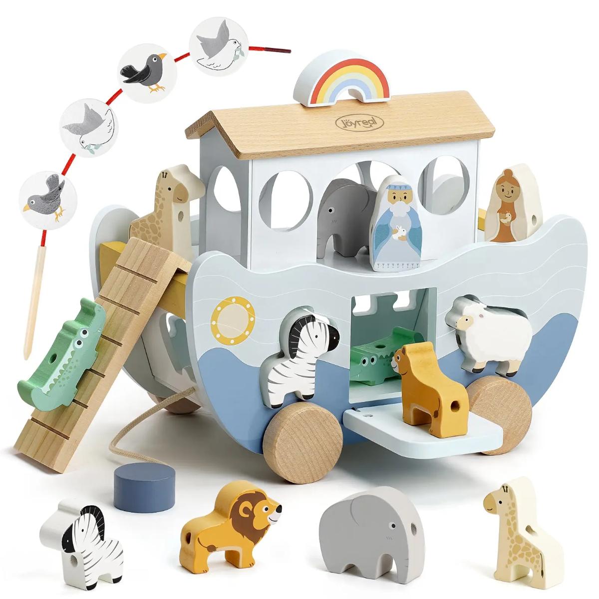 Joyreal Wooden Noahs Ark Montessori educational toy set