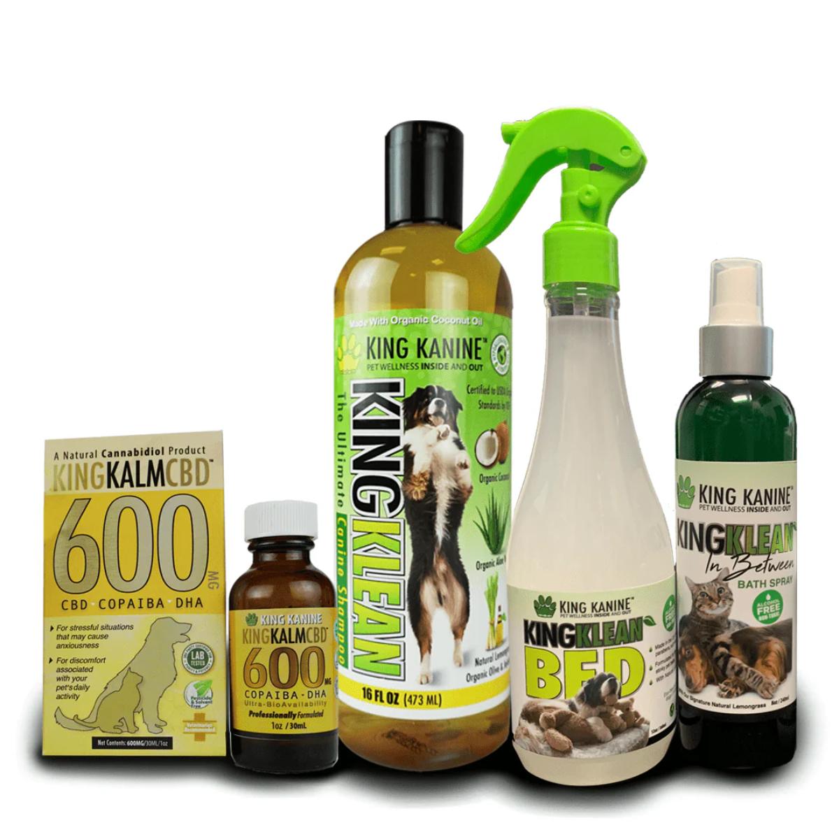 Fresh Kombo – King Kalm 600mg CBD oil, deshedding shampoo, bed spray, in-between bath spray