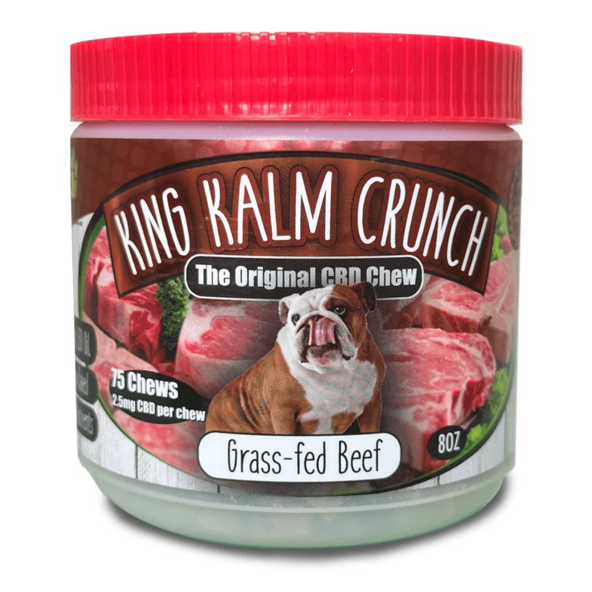 King Kanine King Kalm Crunch Grass-Fed Beef CBD treats packaging
