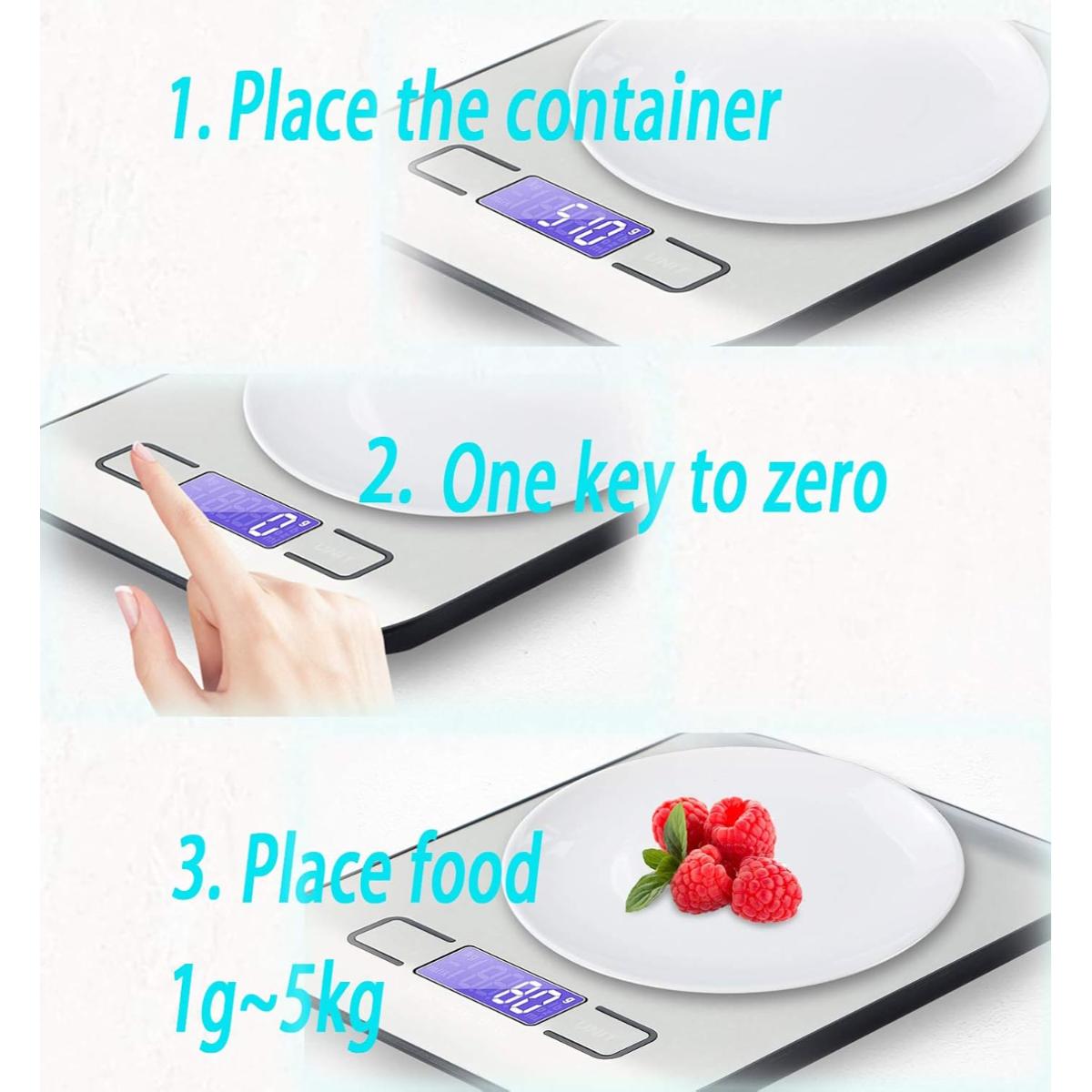 Precision kitchen scale for baking and cooking ingredients