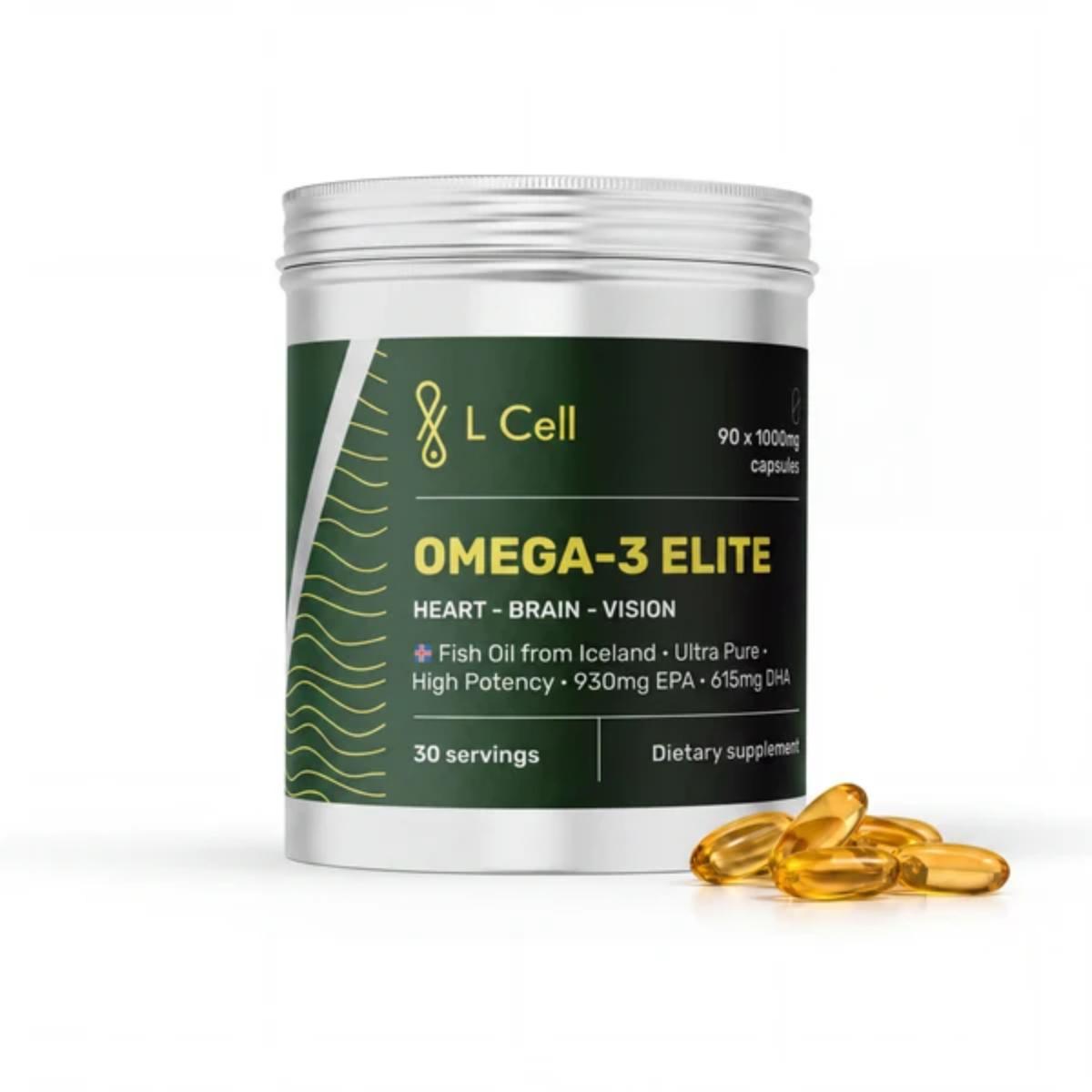 L Cell Omega 3 Elite Fish Oil Capsules EPA DHA 1000mg 90 Capsules