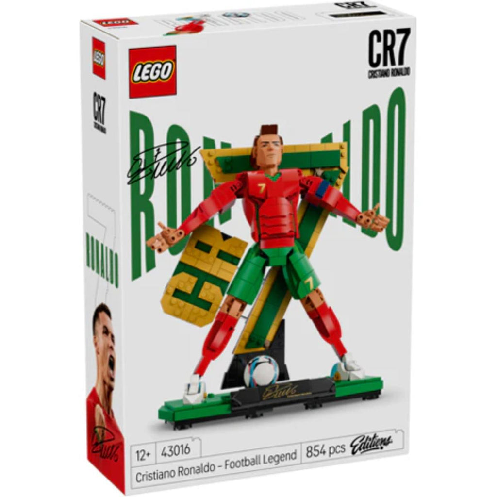 LEGO Special Edition 43016 Cristiano Ronaldo Soccer Legend collectible figure with display base.