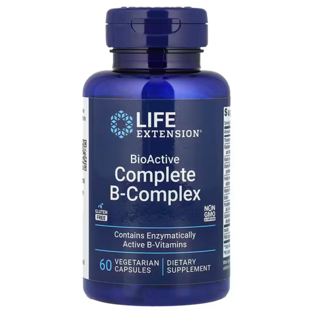 Bottle of Life Extension BioActive Complete B-Complex with 60 vegetarian capsules
