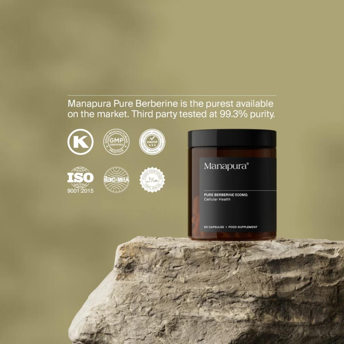 Manapura Pure Berberine 500mg vegan supplement capsules