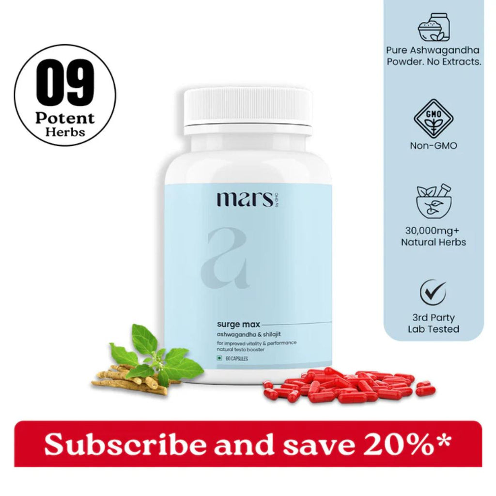 Pure Ashwagandha with Safed Musli herbal supplement capsules