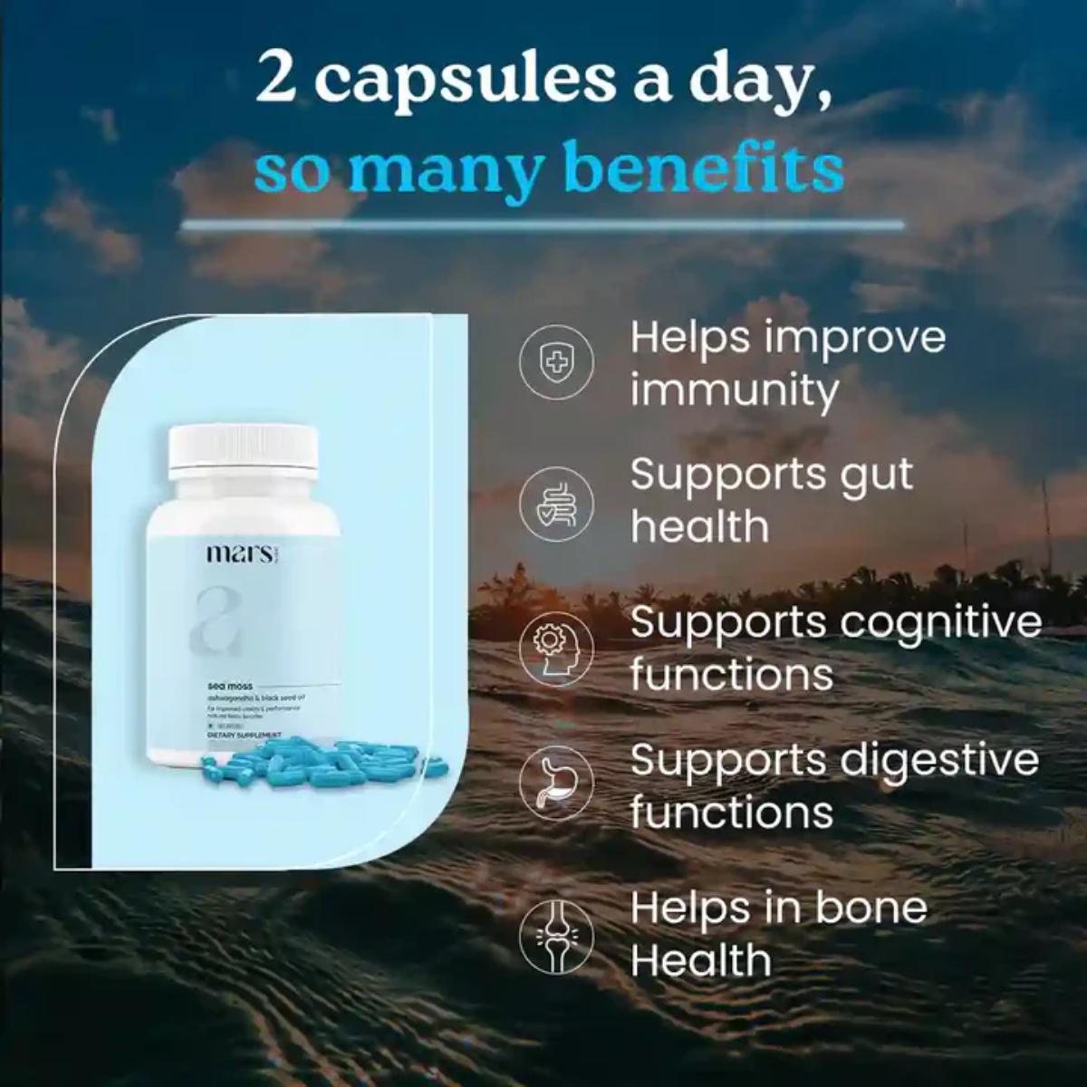 Sea Moss supplement with Black Seed Oil for overall wellness