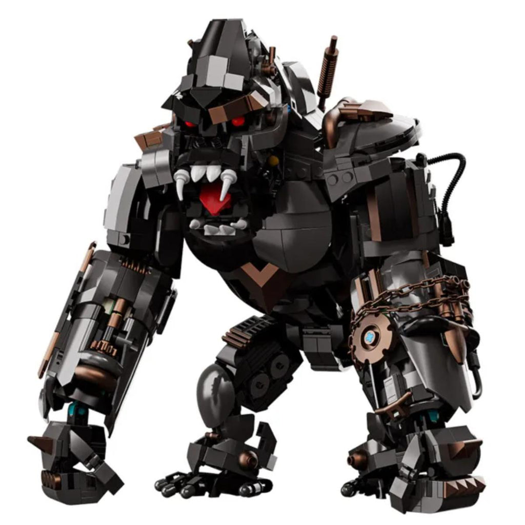mechanical chimpanzee building block model front view
