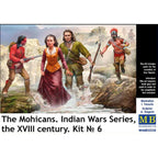 Master Box 1/35 Indian Wars Series The Mohicans 35234 plastic model kit featuring detailed 18th‑century Native American and frontier figures for historical dioramas.