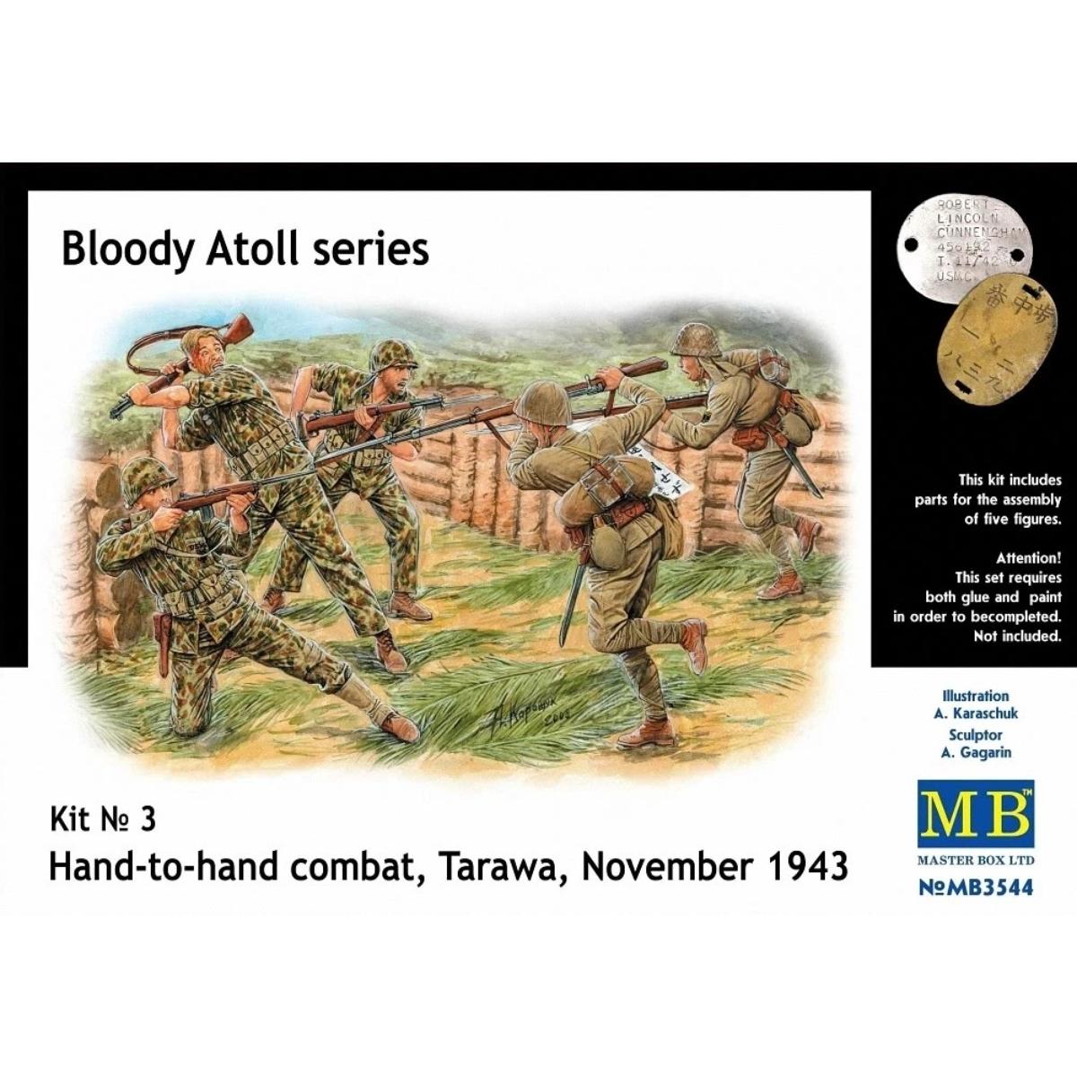 Master Box MAS3544 1/35 Bloody Atoll Hand to Hand Fight WWII Japanese and US Marines figure model kit box art