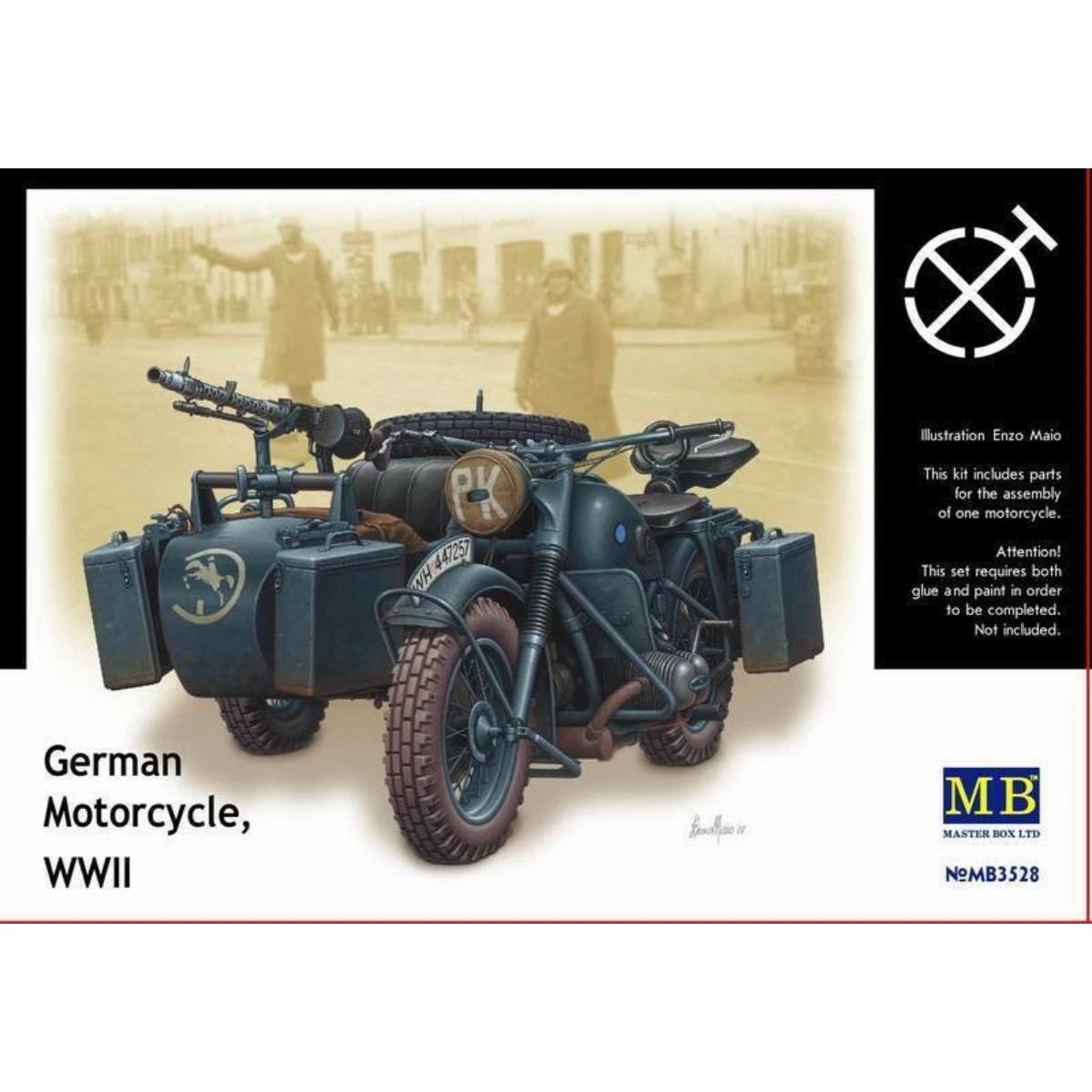 German BMW R75 WWII military motorcycle 1/35 scale plastic model kit MasterBox 3528