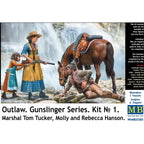 Master Box 1/35 Outlaw Gunslinger Series Kit No.1 (35203) plastic model figure depicting a detailed Wild West outlaw in period clothing, ideal for dioramas and historical modeling.