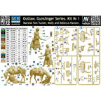 Master Box 1/35 Outlaw Gunslinger Series Kit No.1 (35203) plastic model figure depicting a detailed Wild West outlaw in period clothing, ideal for dioramas and historical modeling.