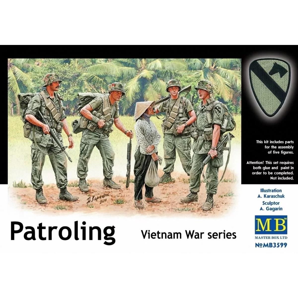 Master Box 1/35 Vietnam War “Patrolling” Figure Set MAS3599 – U.S. Soldiers for diorama modeling