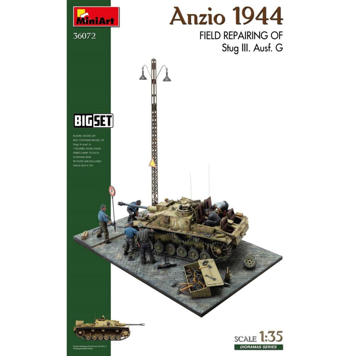 MiniArt 36072 1:35 Anzio 1944 StuG III Ausf.G Field Repairing Big Set Diorama