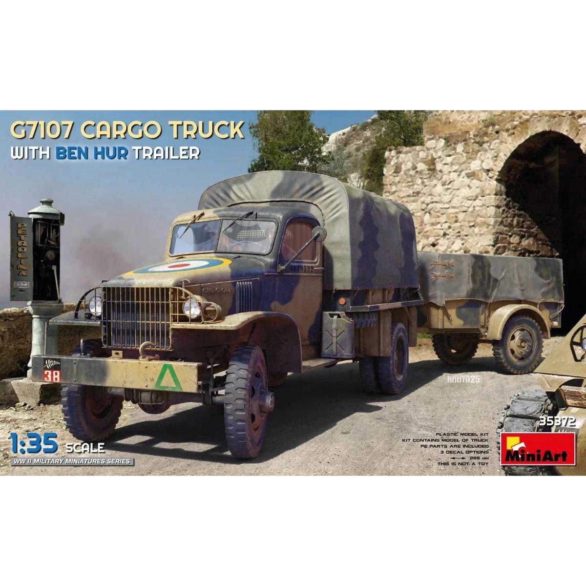MiniArt G7107 1.5t 4x4 Cargo Truck with Trailer 1:35 model kit box 35372