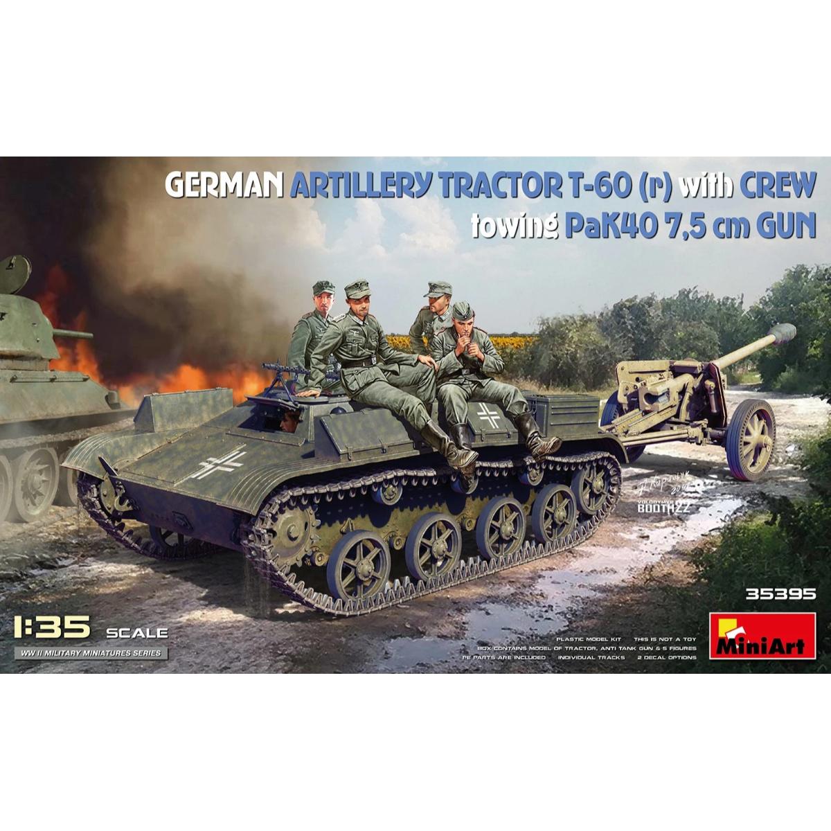 MiniArt German Tractor T-60(r) with PaK40 Gun & Crew 1:35 model kit box art