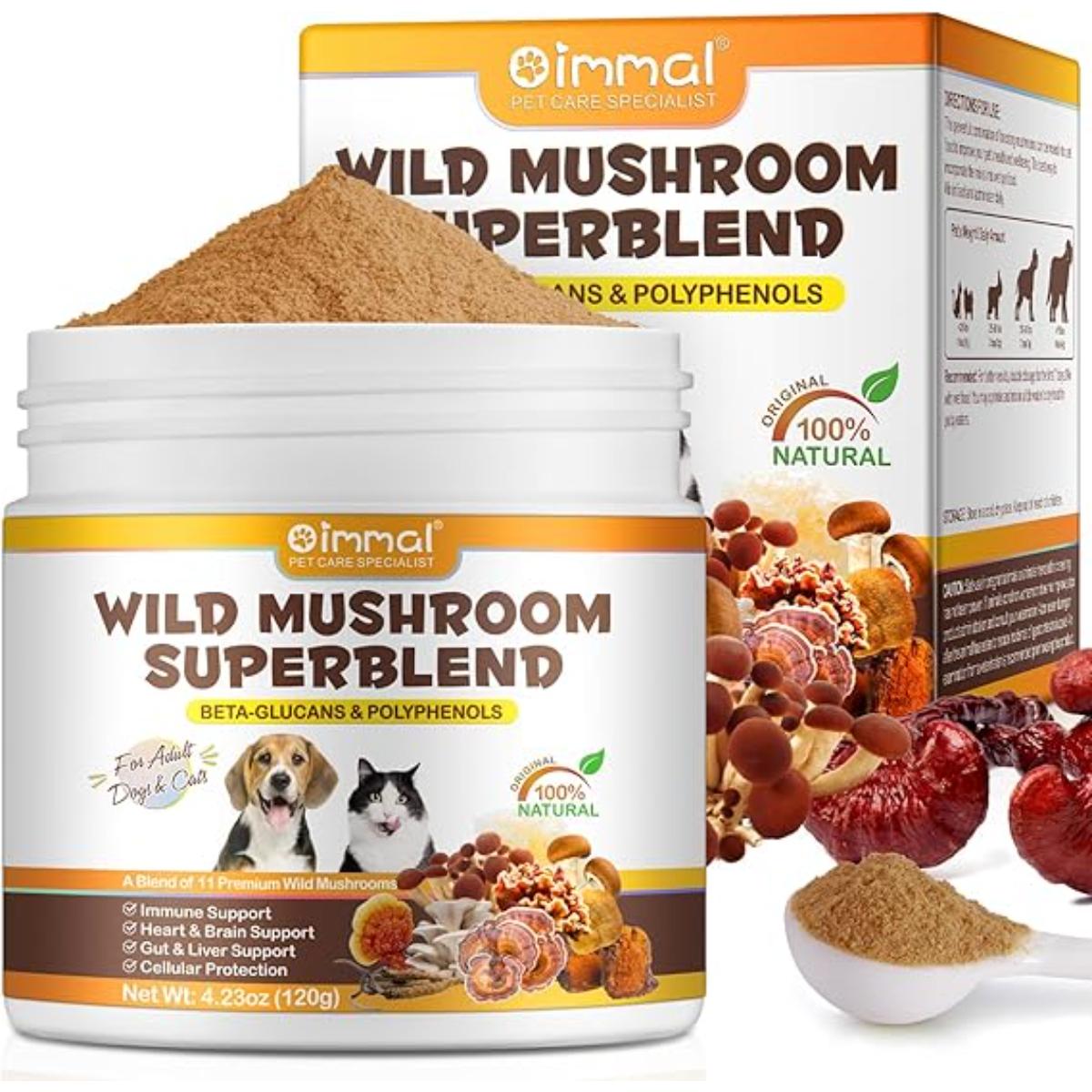 ACYAHAOCA Wild Mushroom Powder Supplement for Dogs & Cats – 11-mushroom blend.
