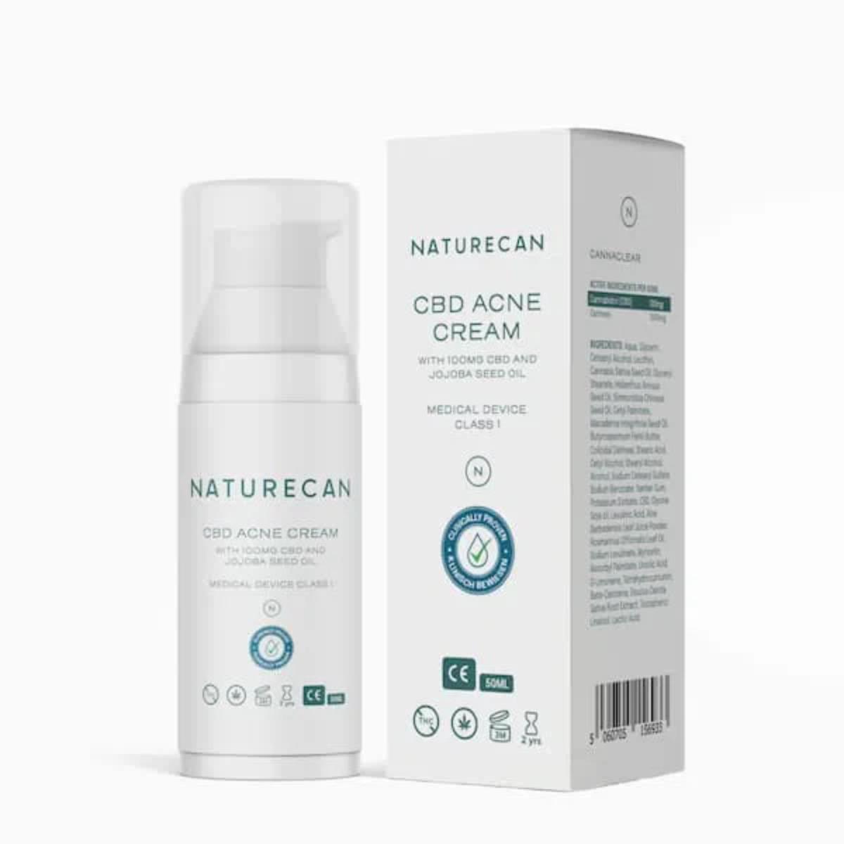 Naturecan CBD Acne Cream pump bottle with box packaging
