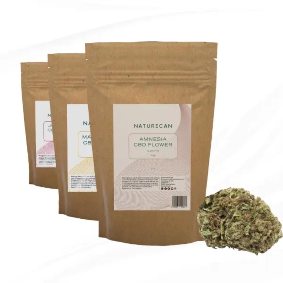 Naturecan Relax Bundle of CBD flowers – Amnesia, Mango Kush, Juicy Fruit