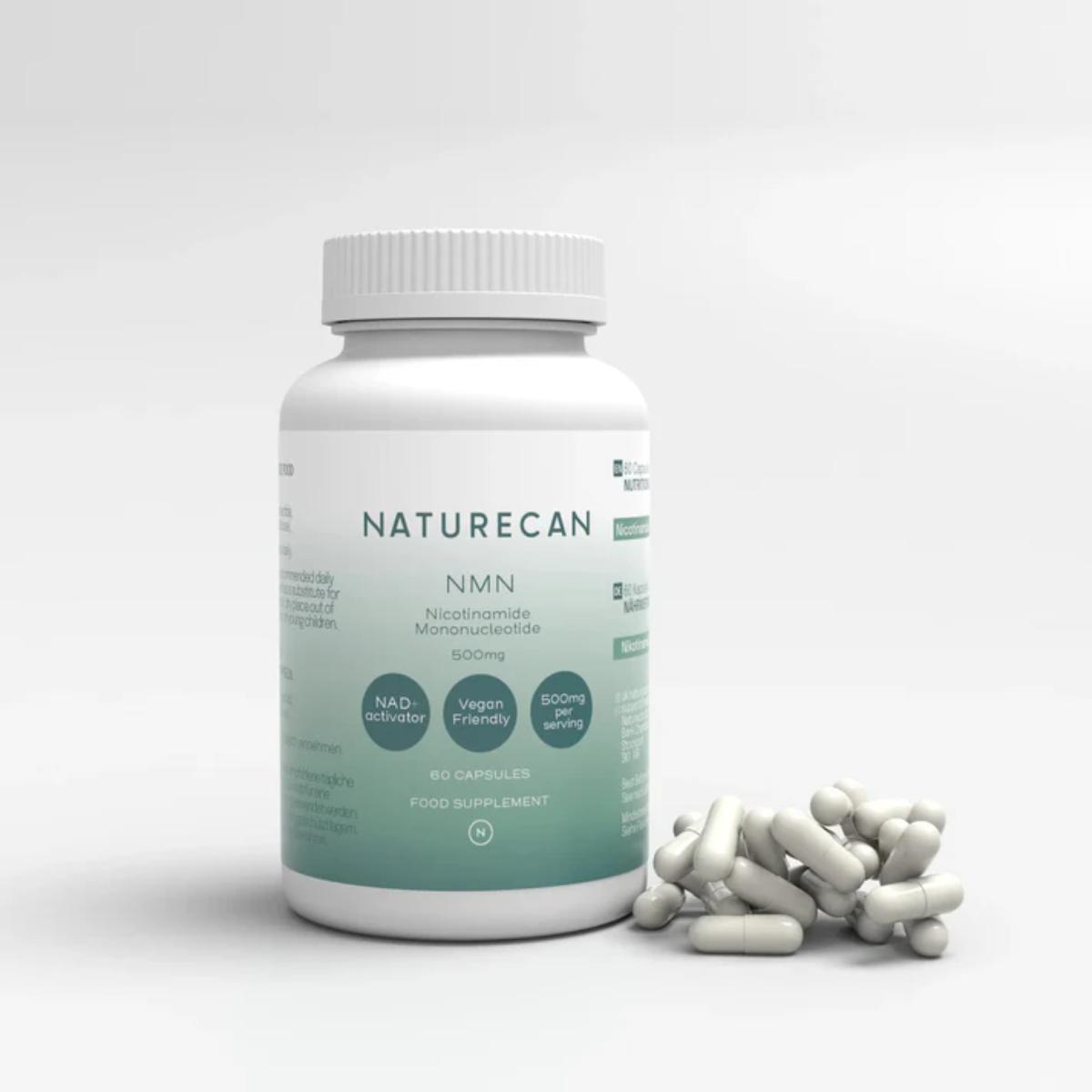 Naturecan NMN supplement bottle with capsules
