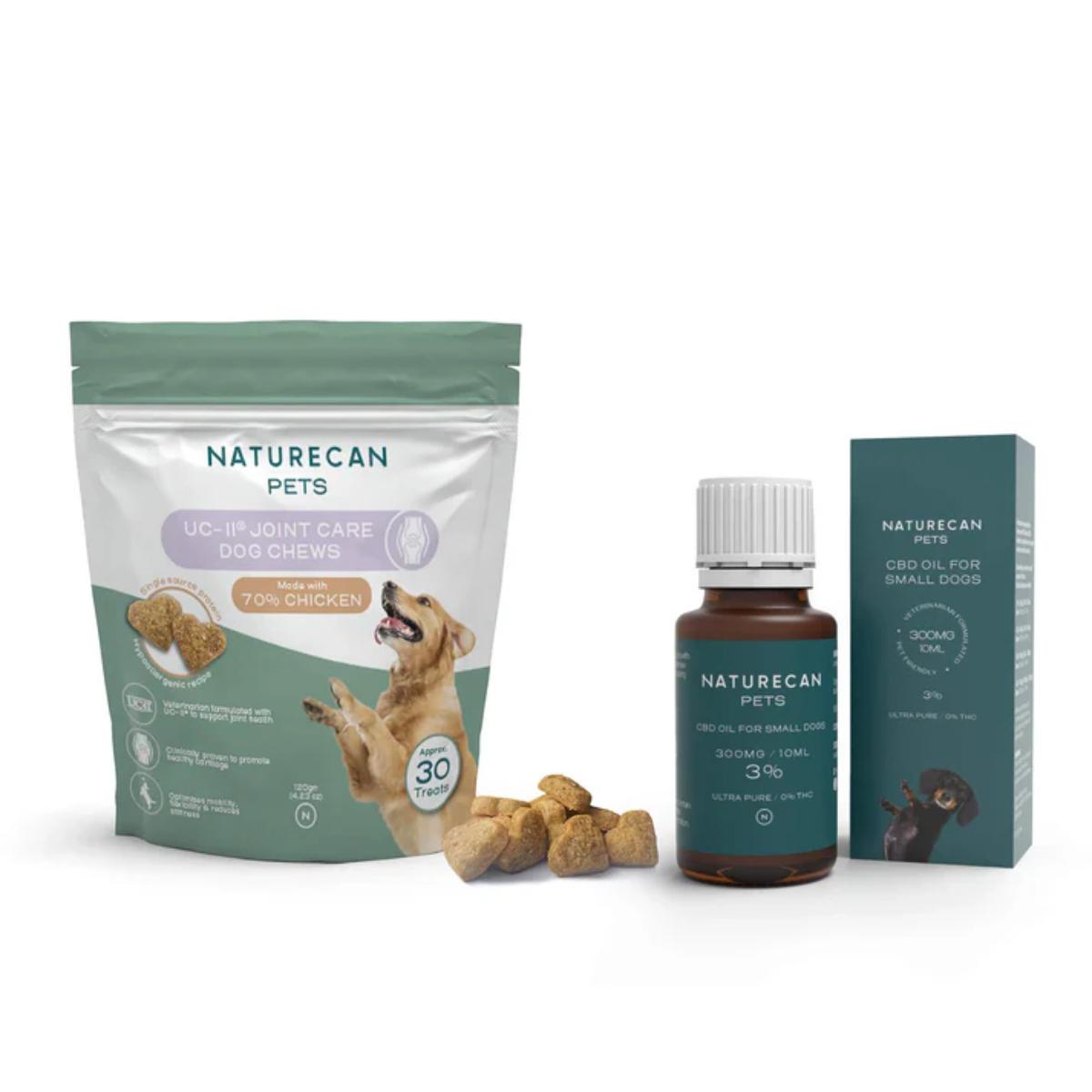 Naturecan bundle with CBD oil and UC-II® dog chews for joint support
