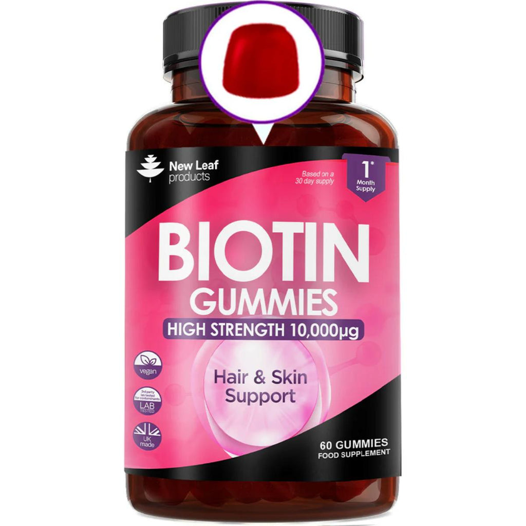 New Leaf Products Biotin Gummies 10,000 µg – high strength supplement for hair, skin and nails