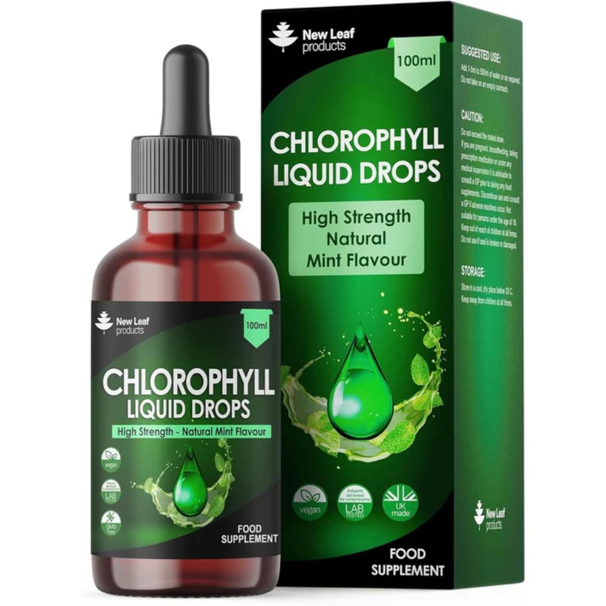 Liquid chlorophyll drops 100 ml bottle for water supplement