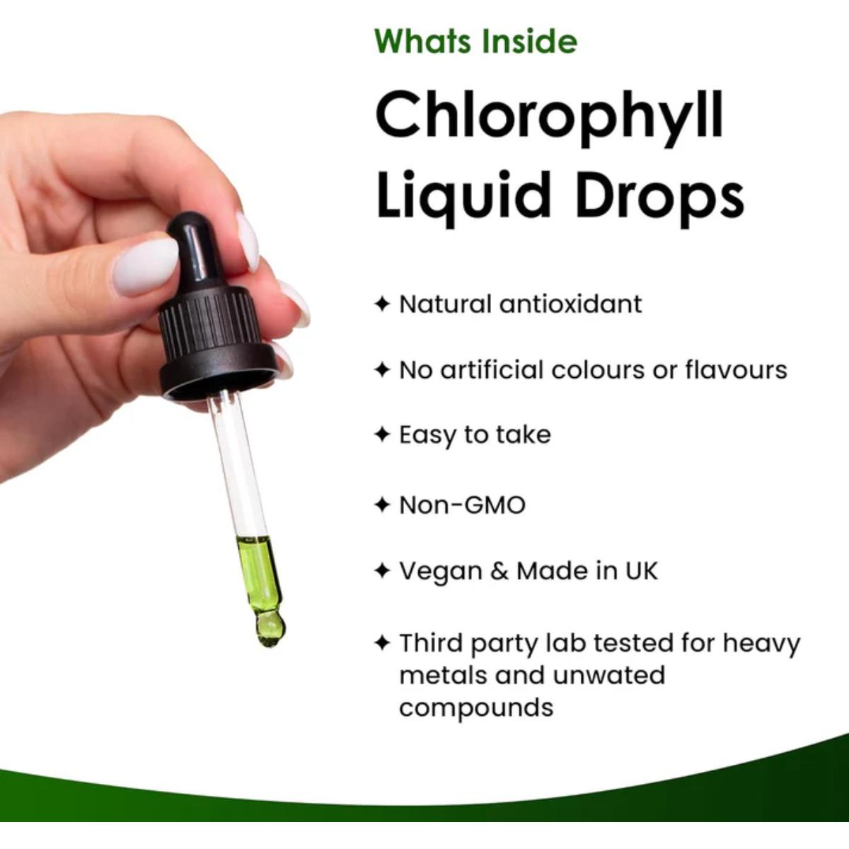 Liquid chlorophyll drops 100 ml bottle for water supplement