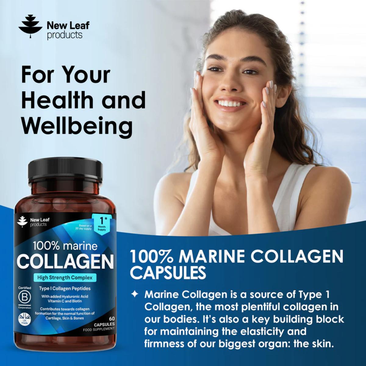 New Leaf Products Super Marine Collagen Tablets Complex – premium collagen supplement for skin, joints and bones