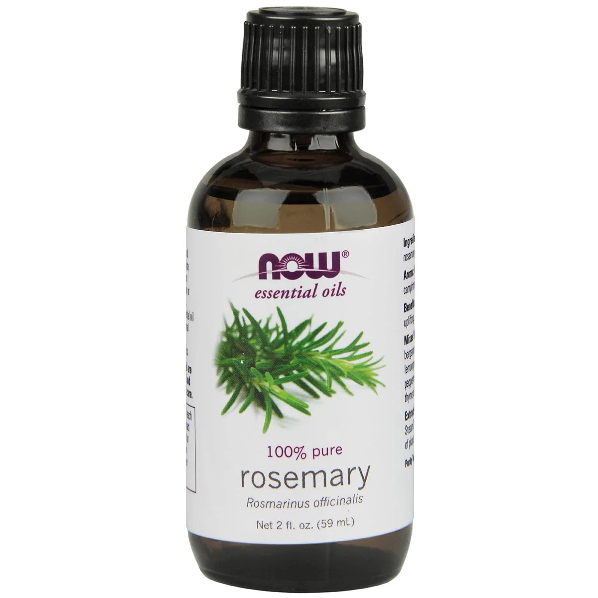 NOW Foods 100% pure rosemary essential oil 30ml amber bottle
