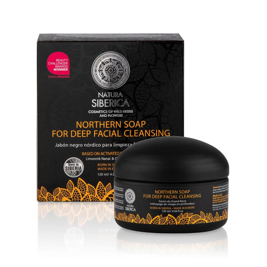 Natura Siberica Northern Soap for Deep Facial Cleansing 120 ml with activated charcoal