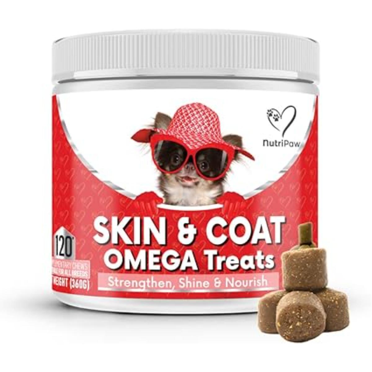 NutriPaw Skin & Coat Omega Treats for Dogs – natural omega chews to support skin and coat health
