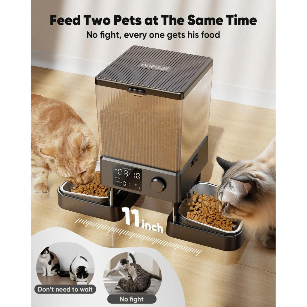 Oneisall 5 L smart dual-bowl cat feeder with Wi-Fi