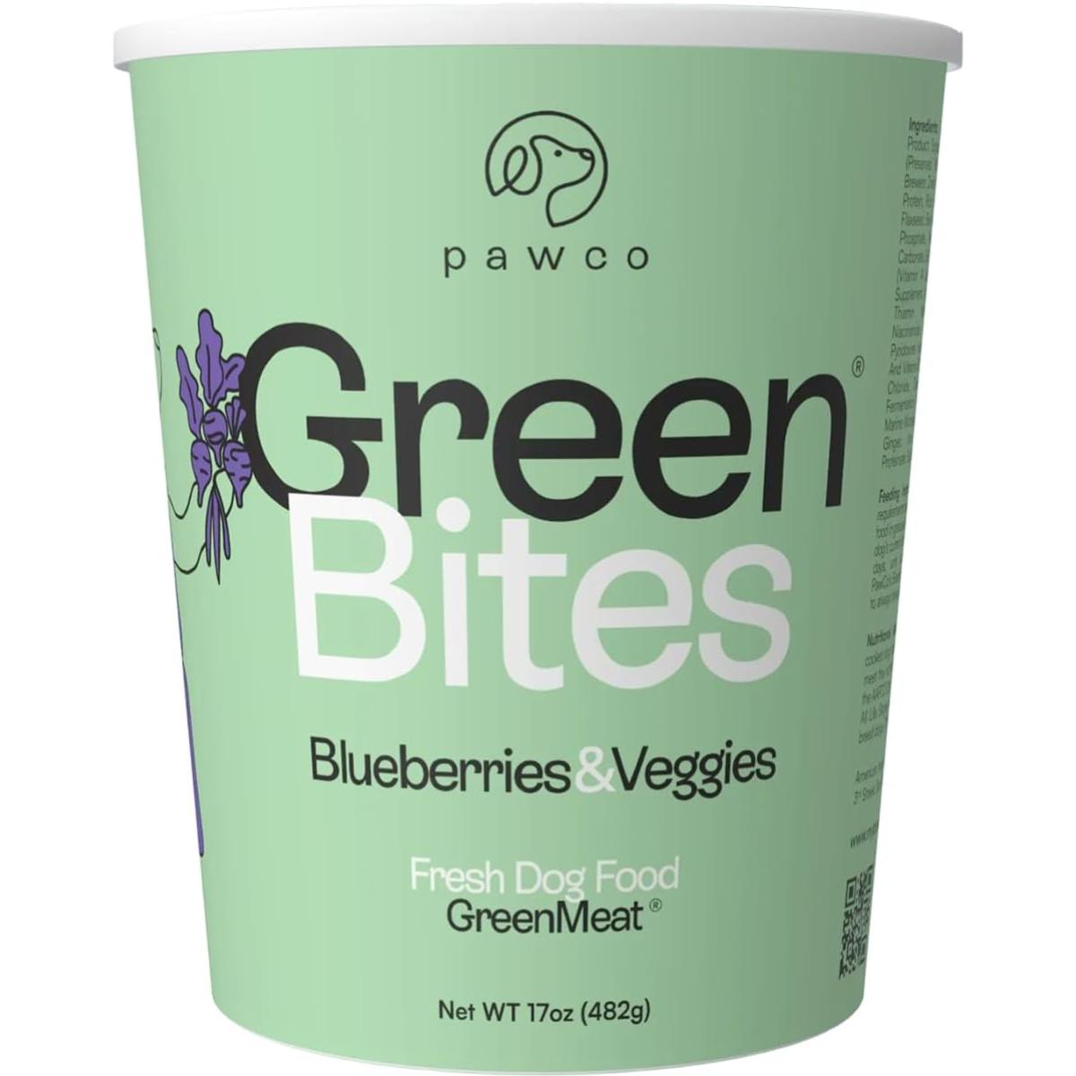 pawco fresh dog food blueberry probiotics greenbites dog food pack
