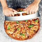 pizza with Dolce Mare pizza cutter rocker blade with oak wood handle