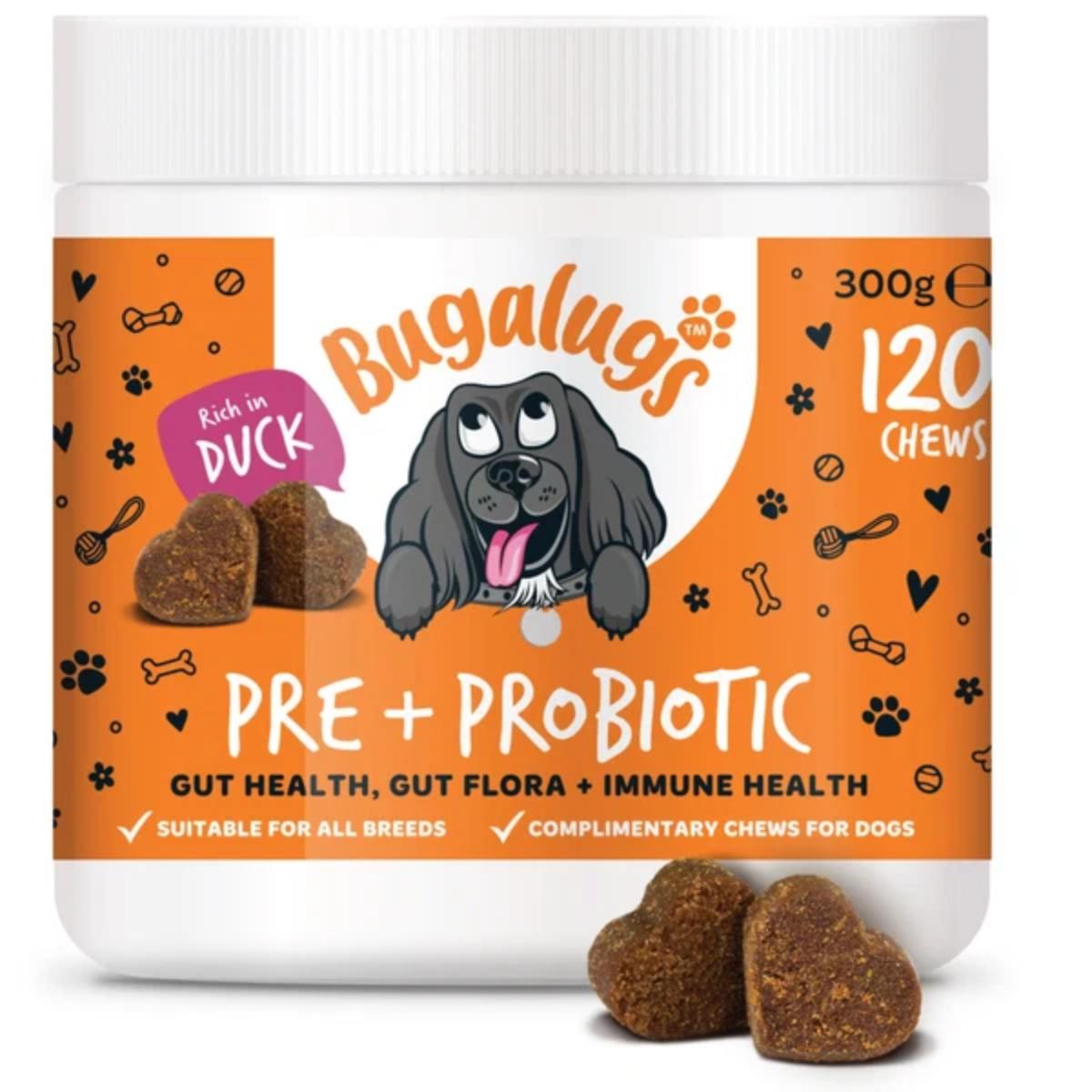 Bugalugs Pre and Probiotic Supplement Chews for Dogs for gut and digestive health
