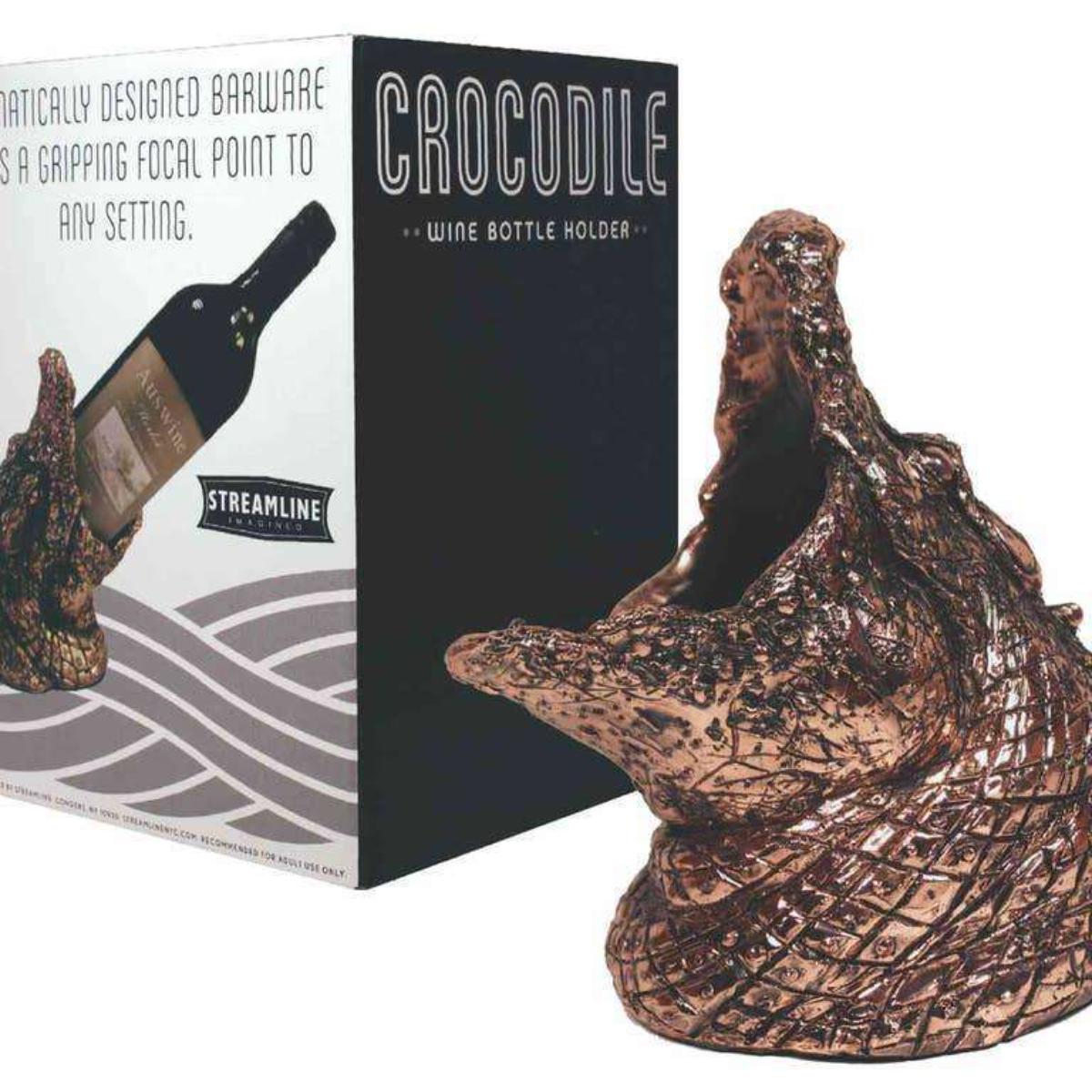 Crocodile Wine Bottle Holder decorative resin wine display stand