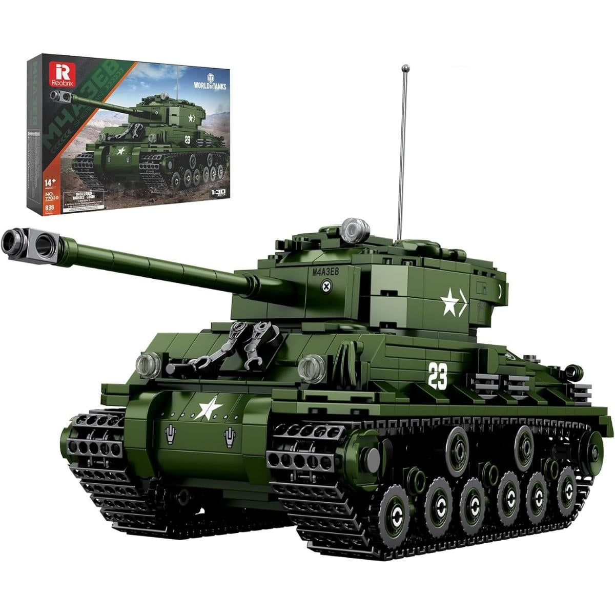 Reobrix M4A3E8 Sherman Tank building set military model kit