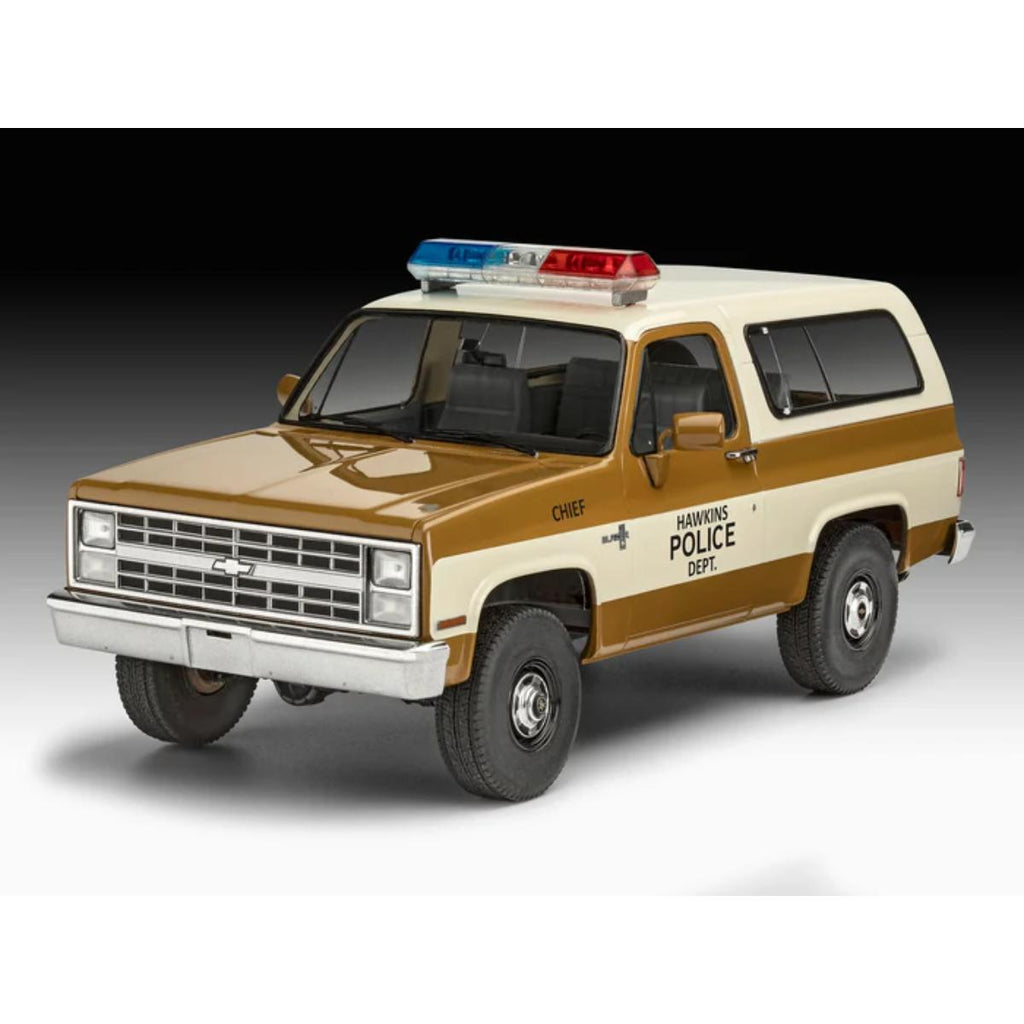 Revell 1985 Chevrolet K5 Blazer Stranger Things model kit box art 1:25 scale