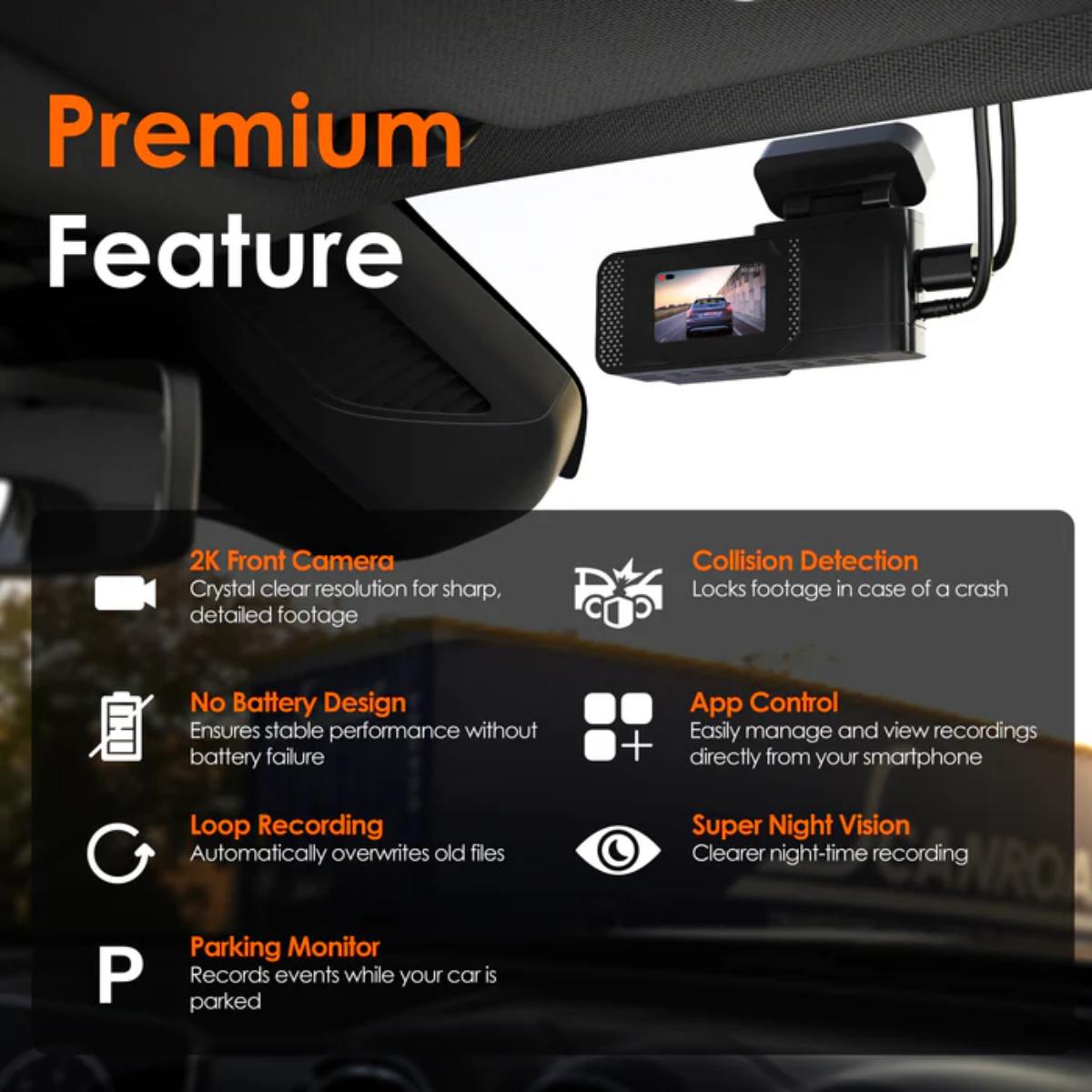 Rexing C1 2K Front Dash Cam with Wi-Fi and App Control