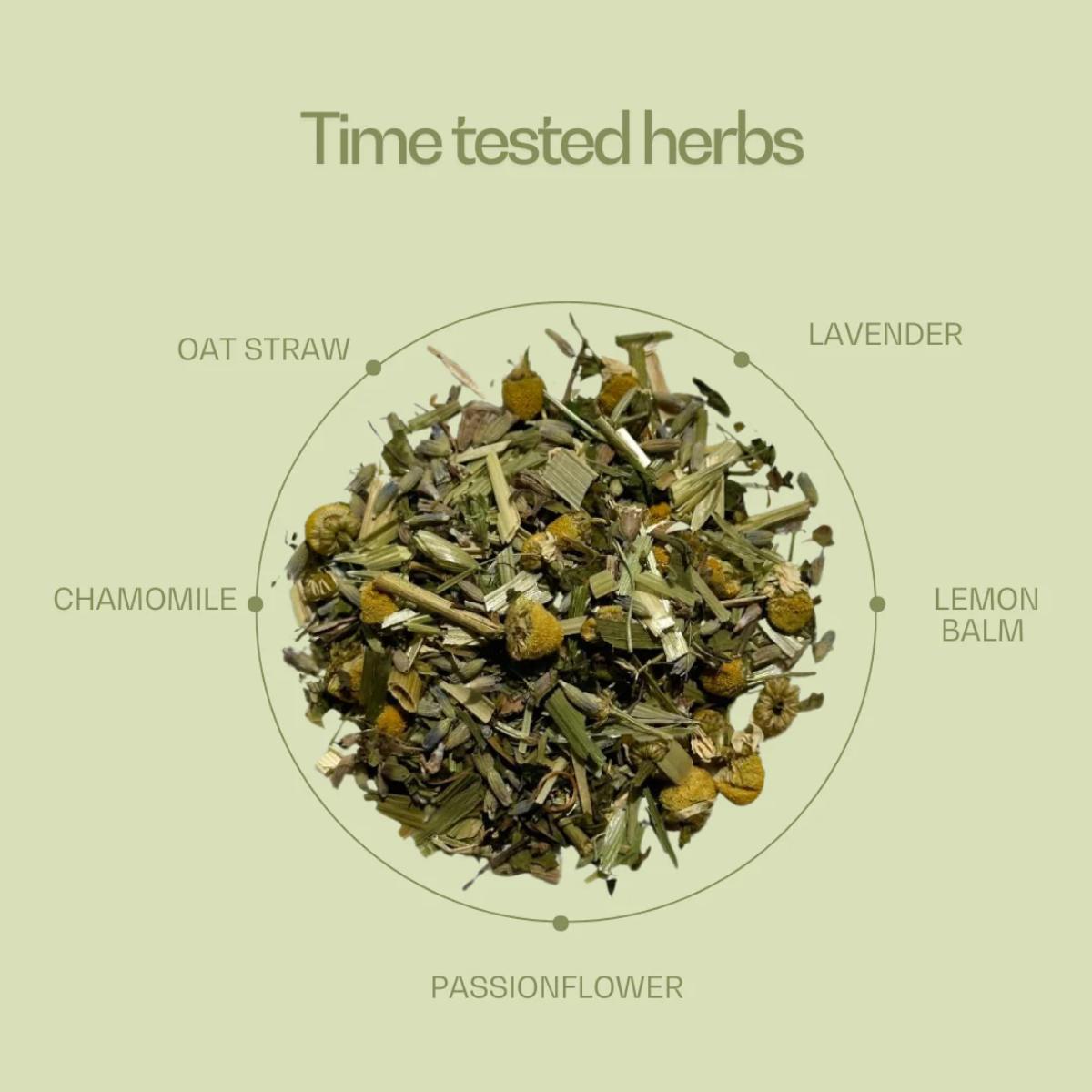The SABI Calming Herbata loose leaf tea mixture