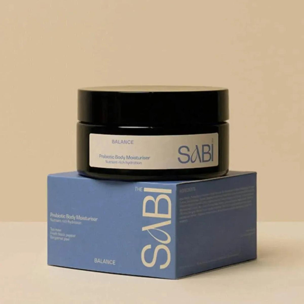 The SABI Prebiotic Body Moisturiser 200ml product bottle