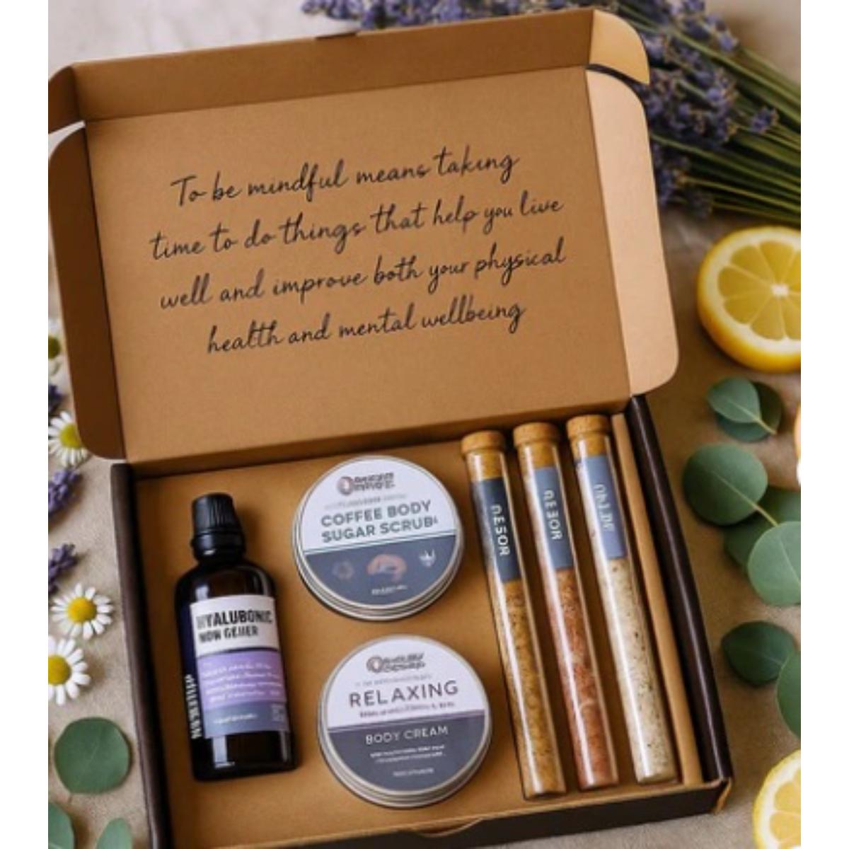 Mindful Moments Self‑Care Kit, curated relaxation and wellness gift set with calming accessories