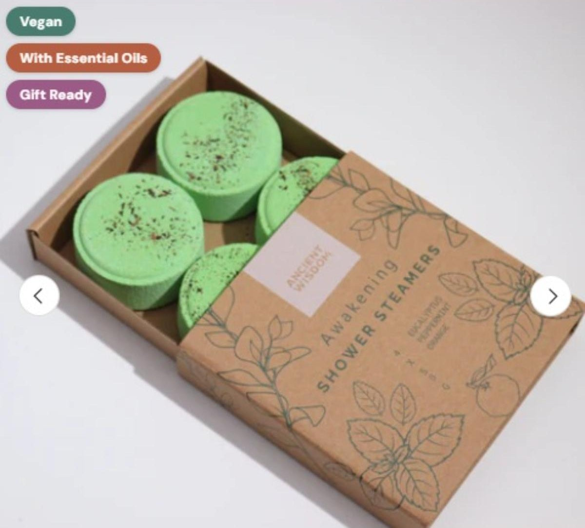 SHAMTAM Awakening Zen Shower Steamers aromatherapy essential oil wellness gift set with four vegan shower steamers