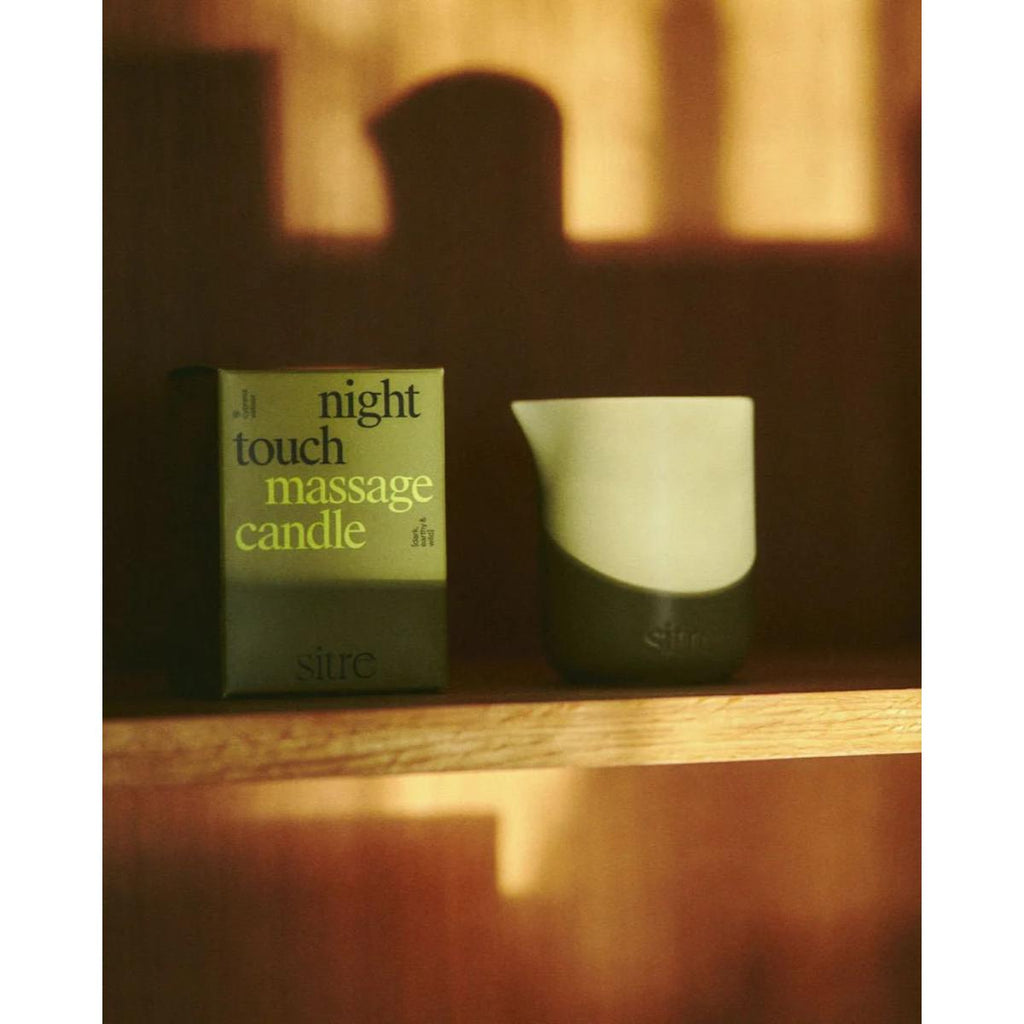 Night Touch massage candle by SITRE in ceramic vessel