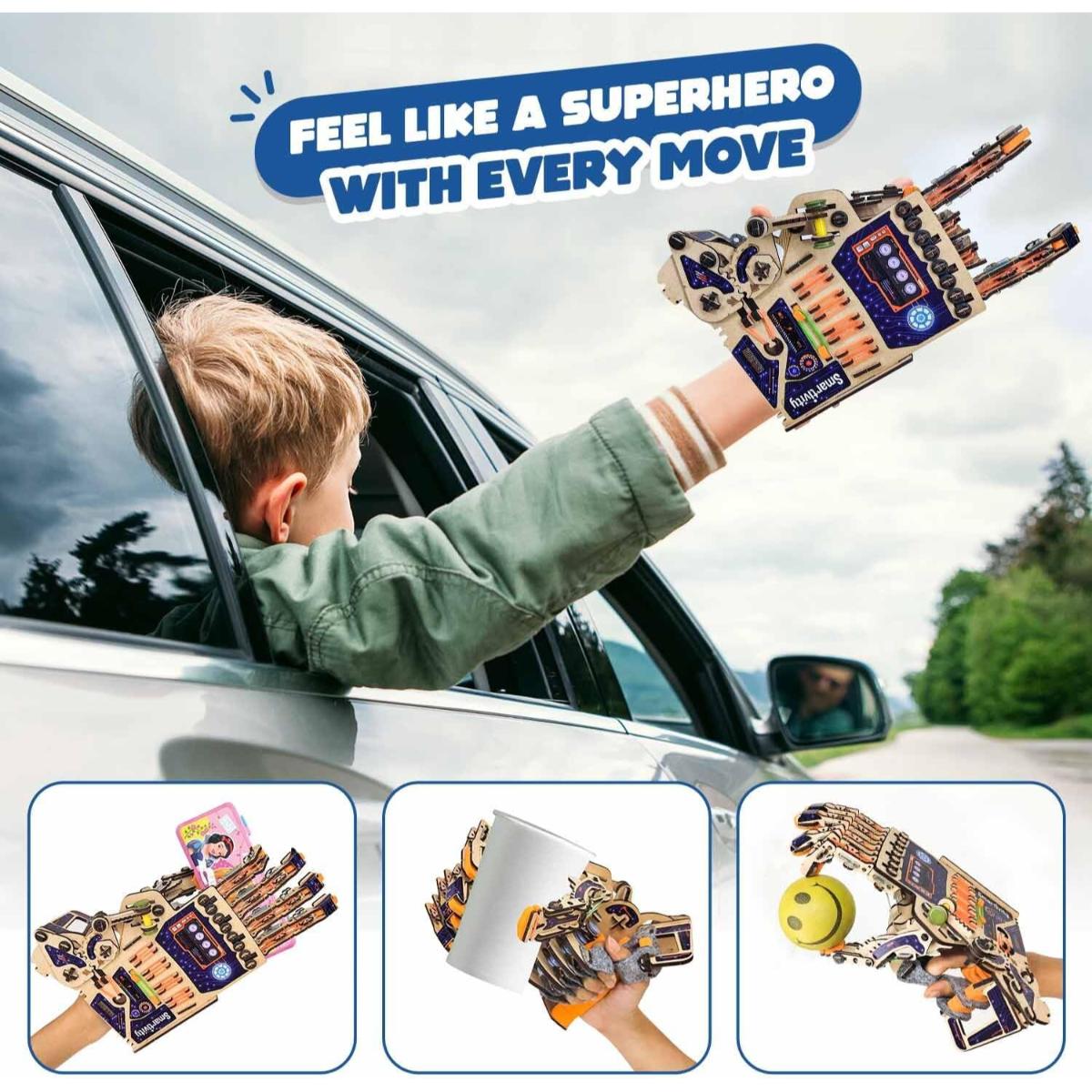 Smartivity DIY Robotic Mechanical Hand STEM kit for kids with buildable mechanical parts.