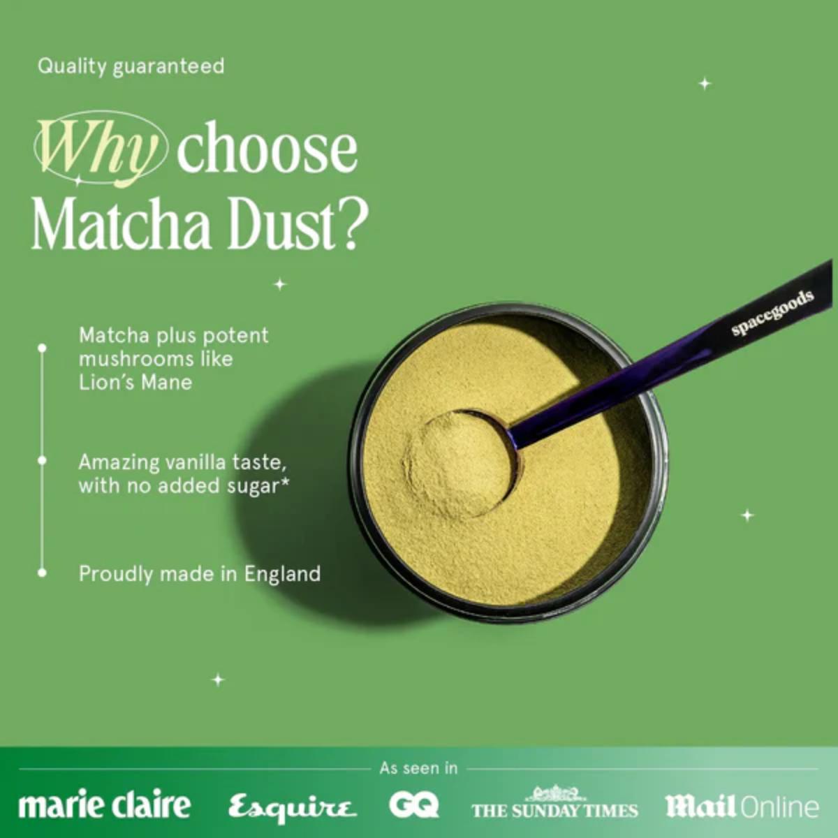 Matcha Dust Starter Kit with matcha blend, ceramic mug, whisk, and spoon – Spacegoods UK
