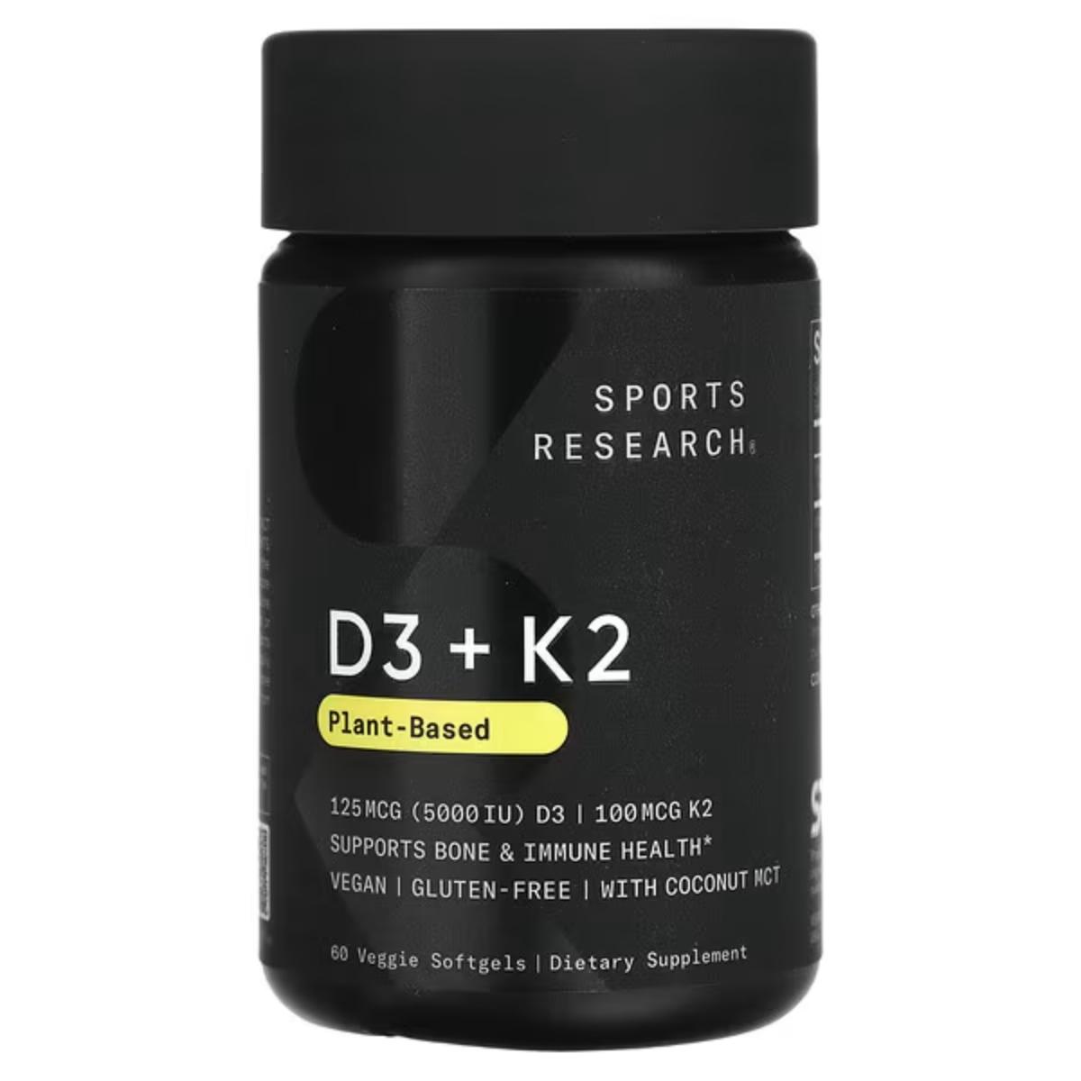 Sports Research D3 + K2 vegan supplement bottle