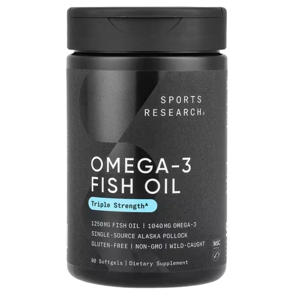 Sports Research Omega-3 Fish Oil supplement bottle